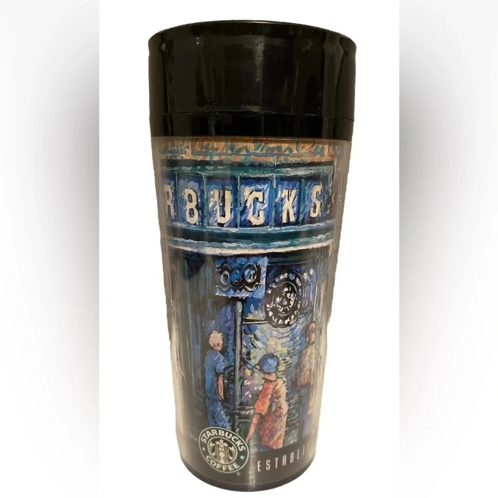 Vtg Starbucks Pikes Place Market ThermoServ Tumbler Mug Cup Seattle USA Made